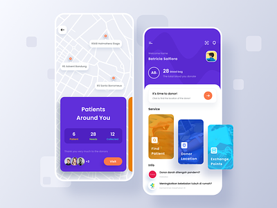 Blood Donors App apps blood blood donors card clean design donors healthy maps mobile ui ux