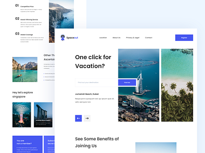 Traveling - Exploration Landing Page clean design homepage landing page search taveling ticket ticket booking travel trip ui ux webdesign website