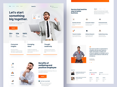 Lans.io - Business Consultant Landing Page agency agency website business clean company consultancy consulting design finance financial homepage icon landing page landingpage product services ui ux webdesign website