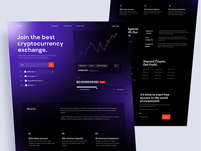 Cripting - Cryptocurrency Website binance bitcoin blockchain clean coin cryptocurrency dark design ethereum finance homepage platform stock token trading ui ux wallet website