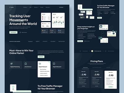 Lindo - Traffic Website analytic clean dark design homepage landingpage time tracking tracking traffic ui ui element web tracking web traffic website