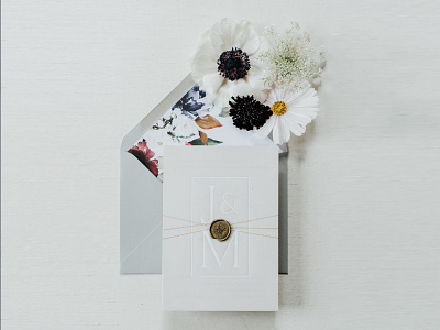 Jess + Matt — Wedding Invitation envelope floral gold print seal vellum wedding wedding invitation wedding invite