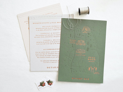 Elaine + Damir — Detail copper invitation letterpress map monogram pages wedding wedding card wedding invite