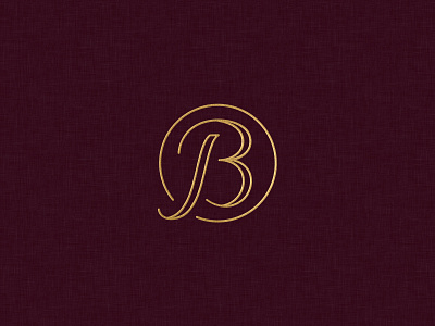 JB Wedding Monogram burgundy circle gold foil identity initials jb logo mark monogram outline script wedding