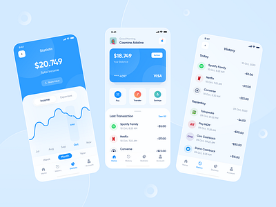 Moneybox - Mobile Apps app bank blue clean clean ui design ewallet finance fintech ios minimal mobile app mobile ui money app transaction ui uidesign ux uxdesign wallet