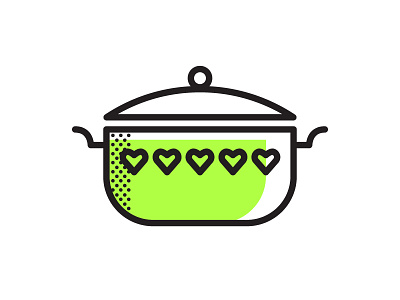 cooked with love cook cooking fun icon illustration kitchen mcm pot shading vector vintage