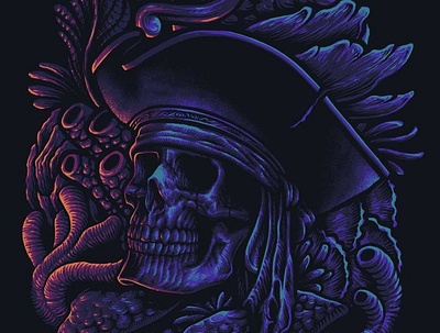 THE SKULL PIRATES art artwork coral reef dark illustration ilustrations pirate pirates sea skeleton skull skull head water