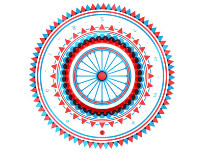 Summer Rider bike bleed blue circle illustration overlap red summer triangle typography wheel