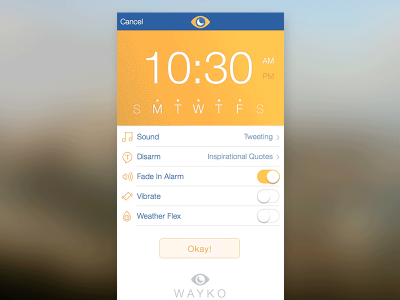 Wayko - Edit Animations alarm animation app clock gif interactions ios mobile sketch ux