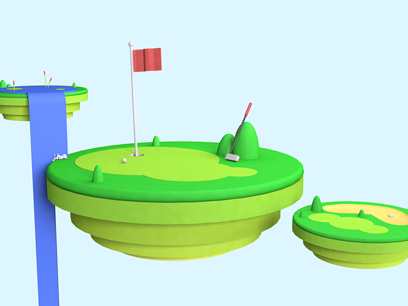 Golfing Plats render 3d floating island floating golfing c4d