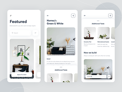 App - Interior apps architecture building card clean design detail page explore home interface interior interior design ios mobile mobile ui rounded ui ux