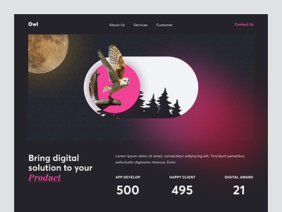 Hero - Digital Agency [Dark Version] agency branding clean client dark mode digital hero image landing page layout night owl statistics typography ui ux website