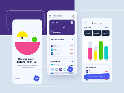 App - Automatic Money Management💰 android application apps card clean colorful e-wallet figma finance fintech fun geometric ios minimal ui ux wallet