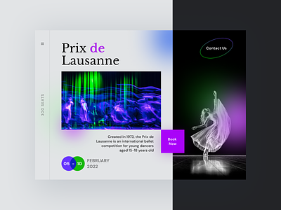 Website - Dance Competition ballet card clean competition design hero landing page layout show theater typography ui ux website
