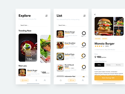 App - Saving For Food app clean design details food food app foodie ios mobile money saving ui