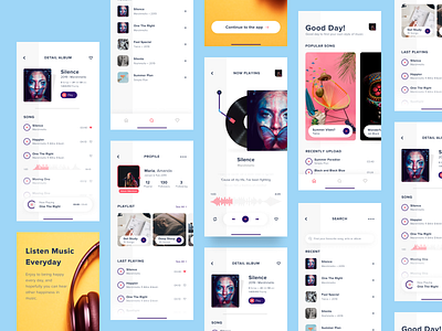 App - Music Player [ Complete Screen ] artist clean music app music player music player app music player ui song vynil