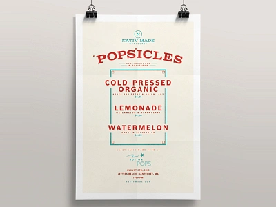 Nativ Made 'Pops'icles Poster advertisement illustrator layout summer typography