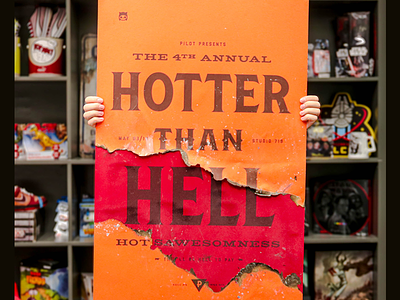 Hotter Than Hell Poster burn competition contest fire hell hot orange poster red sauce typography