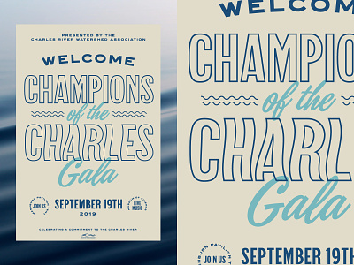 Champions of the Charles 2019 Gala Poster activism boston branding design environment fish gala layout massachusetts museum nautical ocean poster river science sea type typography water