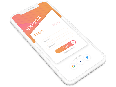 Login screen UI awesome button clean dribbble inspiration iphone iphone x layout login orange pattern signup ui uiux ux