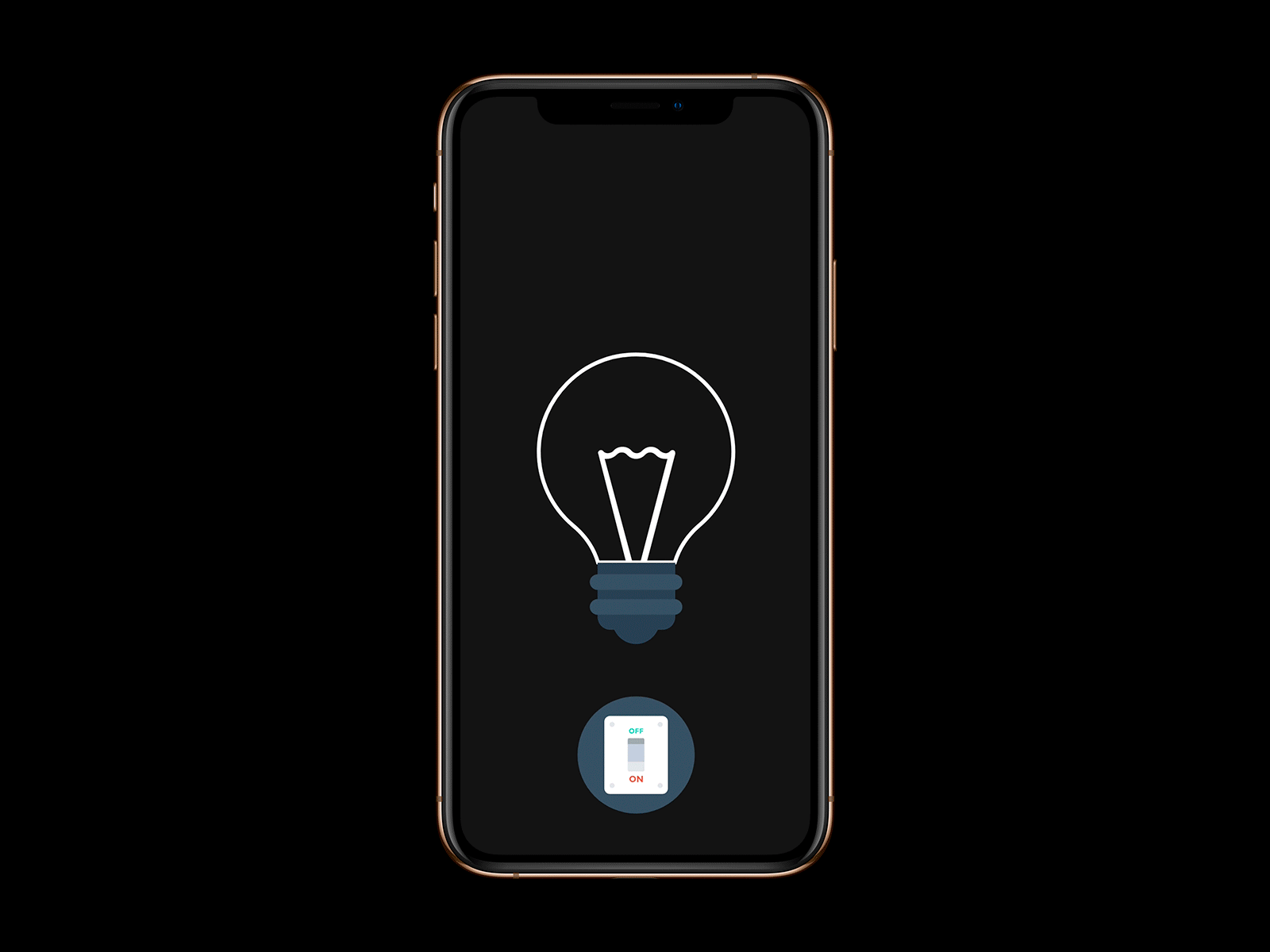 Bulb! animated animation bulb button dark day illustration iphone iphone xs light microinteraction motiongraphics night off on switch torch xd yellow