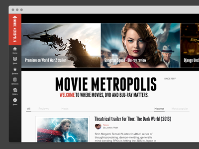 Movie Metropolis redesign - home screen flat moviemet redesign web design