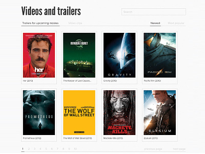 Movie Metropolis redesign - Videos and trailers flat moviemet webdesign