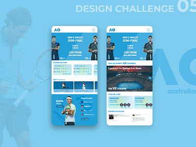 App for Australian Open Tournament ao app design flat tennis tennis player ui ux