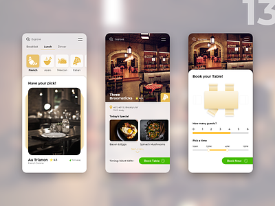 Mobile app for booking a table at a restaurant