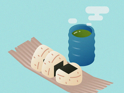 Onigiri & Hot GreenTea art artwork beverage delicious drink food greentea illustrate illustration illustrator japanese japanese food matcha onigiri rice riceball tasty yummy