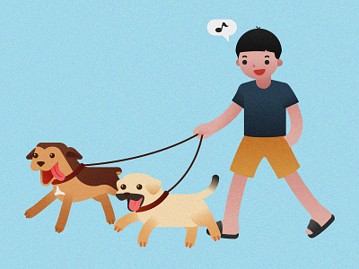 Walk with Dogs adorable animal art artwork cute dog happy illustrate illustration illustrator love lovely pet walk