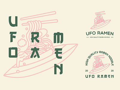 Ufo Ramen branding design flat icon logo minimal vector vintage