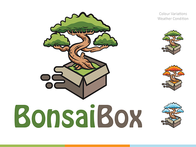 Logo Bonsai Box bonsai branding design flat icon illustration japanese logo minimal nature plant tree vector