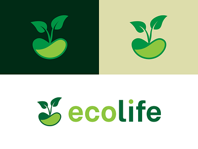eco life logo design branding design eco farm flat green healthy icon logo minimal nature vector