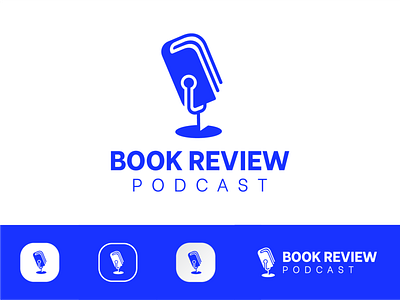 Book Review Podcast branding design flat icon logo minimal vector