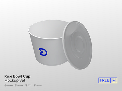 Rice Bowl Cup Set PSD Mockup [FREE] 3d bowl branding design food mockup packaging papper template