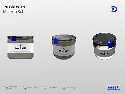 [FREE] Jar Glass 3.1 PSD Mockup Set For Logo Design