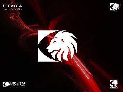 Leovista™ branding design eye flat hardwere lion logo minimal softwere tech techno vector