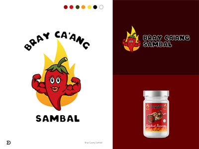 Bray Ca'ang Sambal branding chili food illustration label logo packaging sambal sauce vector