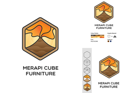 Merapi Cube Funiture branding design flat icon illustration logo minimal vector