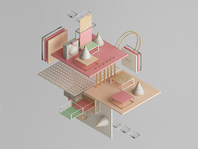 ISOMETRIC SHAPES Vol. I 3d abstract cinema 4d color geometric isometric render shapes