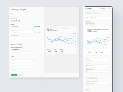 Widget editing app dashboard marketing analysis product ui ux widget