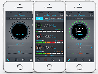 myPulse iOS Heart Monitor App data visualization health ios monitor visual design