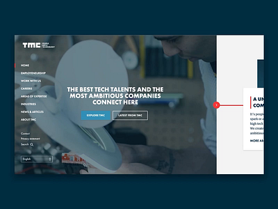 The TMC world agency alternative navigation corporate identity design employee engagement jungleminds recruitment technology ui video web