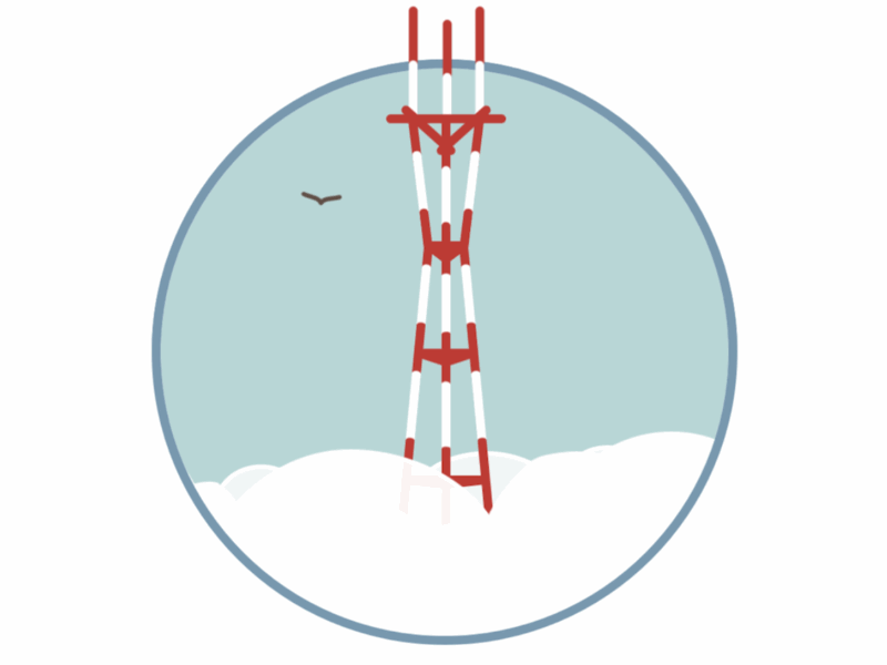 Animated Sutro Tower after effects animation flat design illustration san francisco sutro tower