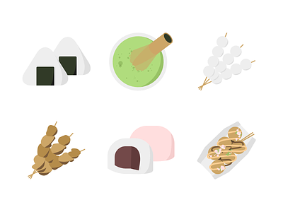 Japanese Food food green tea icon illustration japan matcha skewers vector