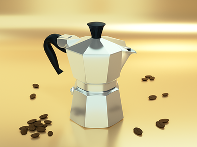 Moka 3d 3dmodel b3d blender blender3d coffee cyclesrender espresso moka render
