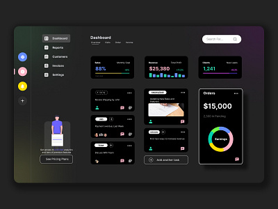 Dark Fintech Dashboard UI