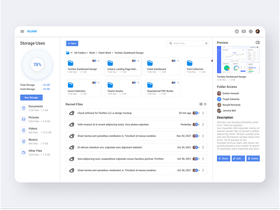 Cloud Storage Application application design cloud cloud storage dashboard storage ui ui design ux web web application