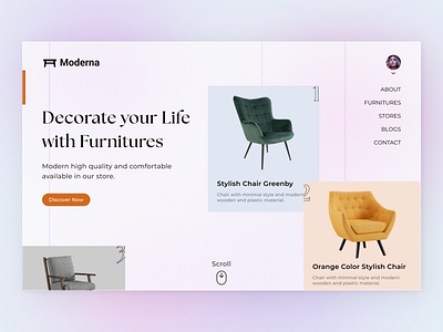 Furniture Website Design chair decoration e commerce furniture furniture e commerce furniture landing page furnitureshop home appliances home desoration interiordesign landing page landing page ui design table website design website ui design